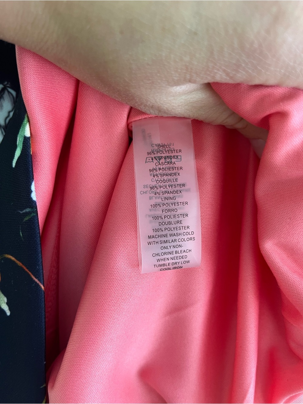 Vince Camuto Pink and Navy Floral Blocked Midi Dress - Picture 6 of 6